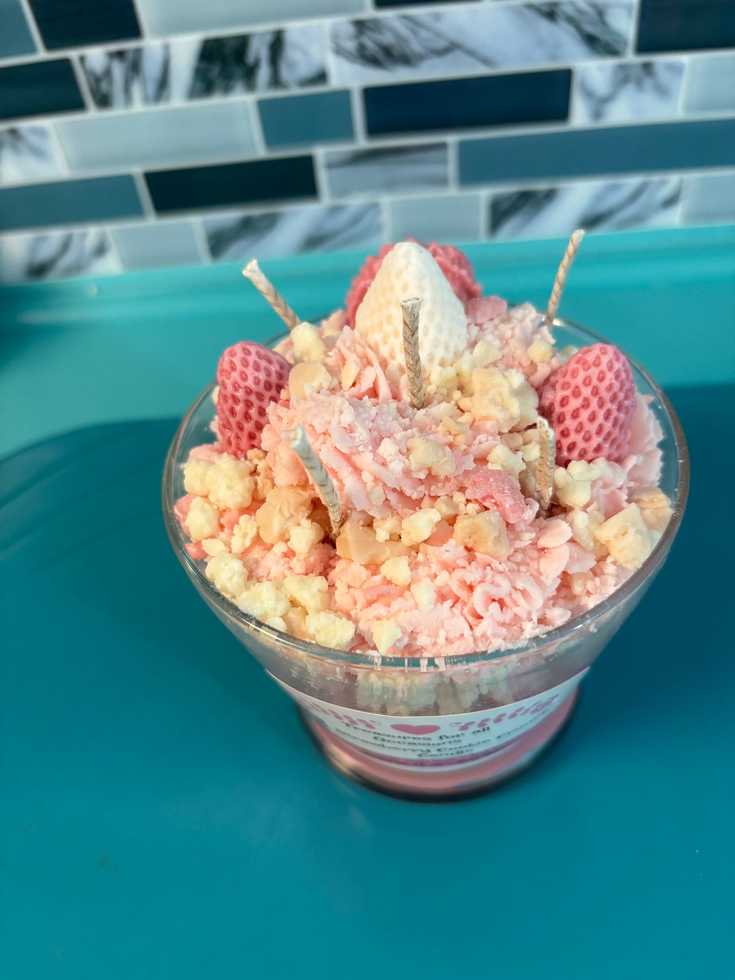 Strawberry Crunch Dessert Candle